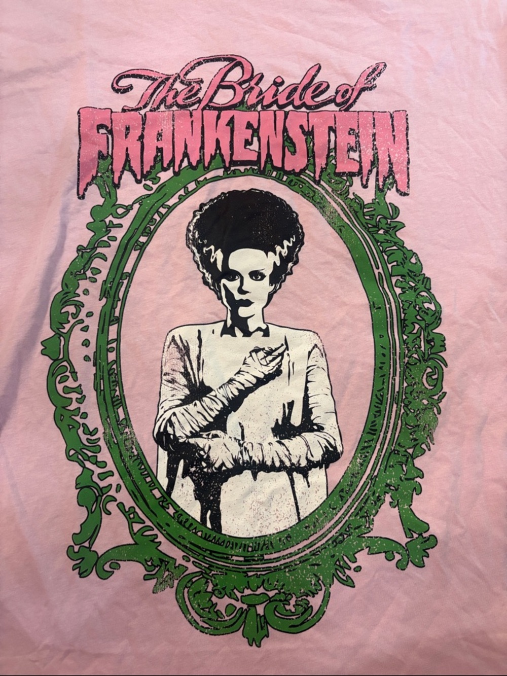 Grayson Threads Pink Bride of Frankenstein Graphic Tee with Green Frame - Picture 2 of 6